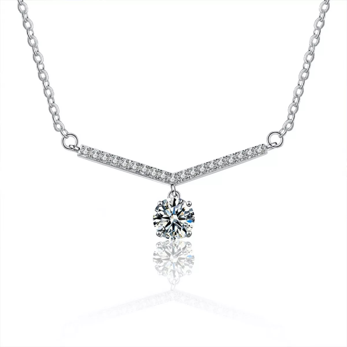 1 Carat Moissanite 925 Sterling Silver Necklace