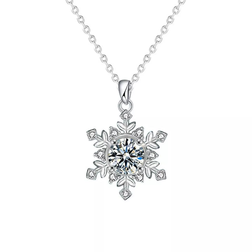 1 Carat Moissanite 925 Sterling Silver Snowflake Pendant Necklace