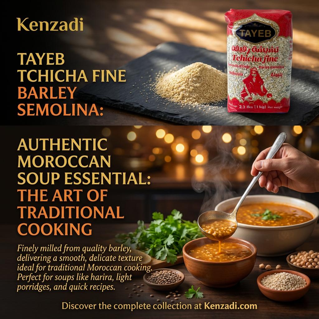 TAYEB Moroccan Tchicha Fine Barley Semolina 2.2 lb (1kg) – Premium Semoule d’Orge for Soups & Cooking