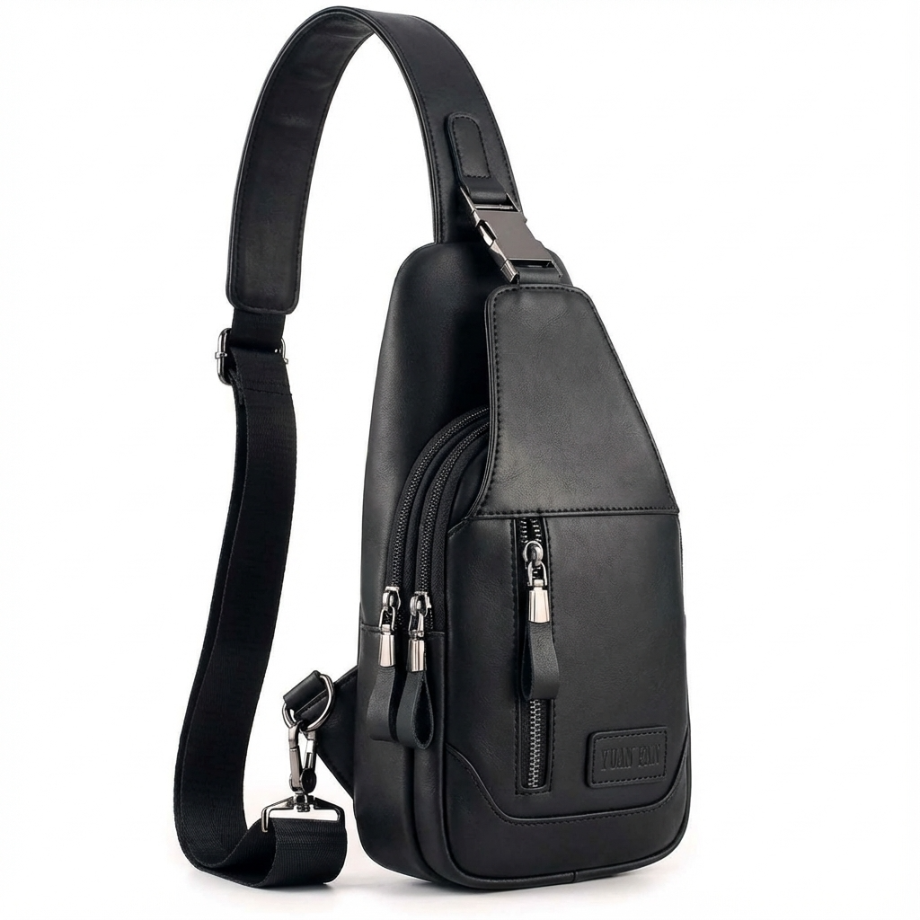 Men's Leather Sling Bag – Compact Travel Carry