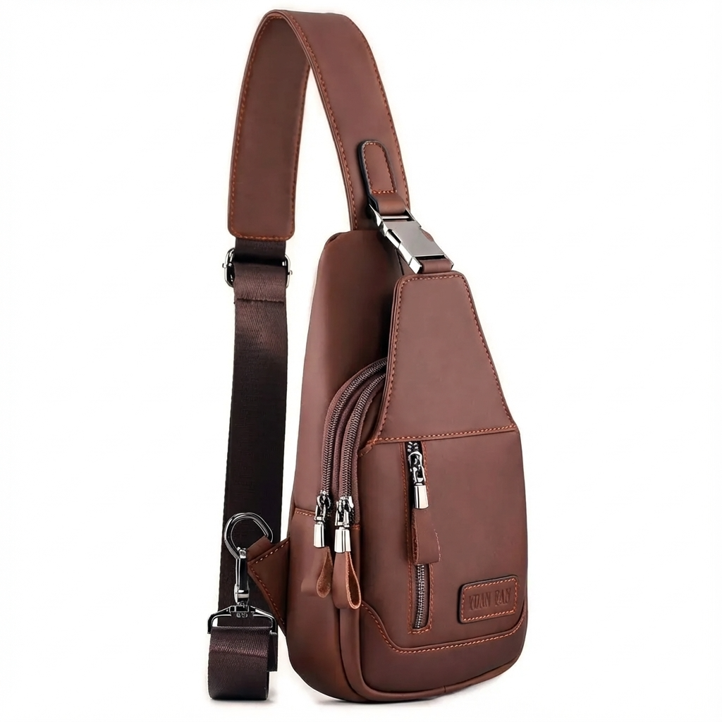 Men's Leather Sling Bag – Compact Travel Carry