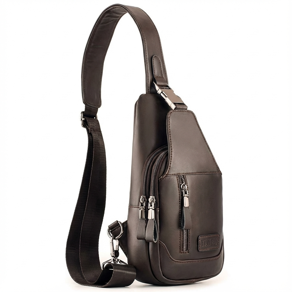 Men's Leather Sling Bag – Compact Travel Carry