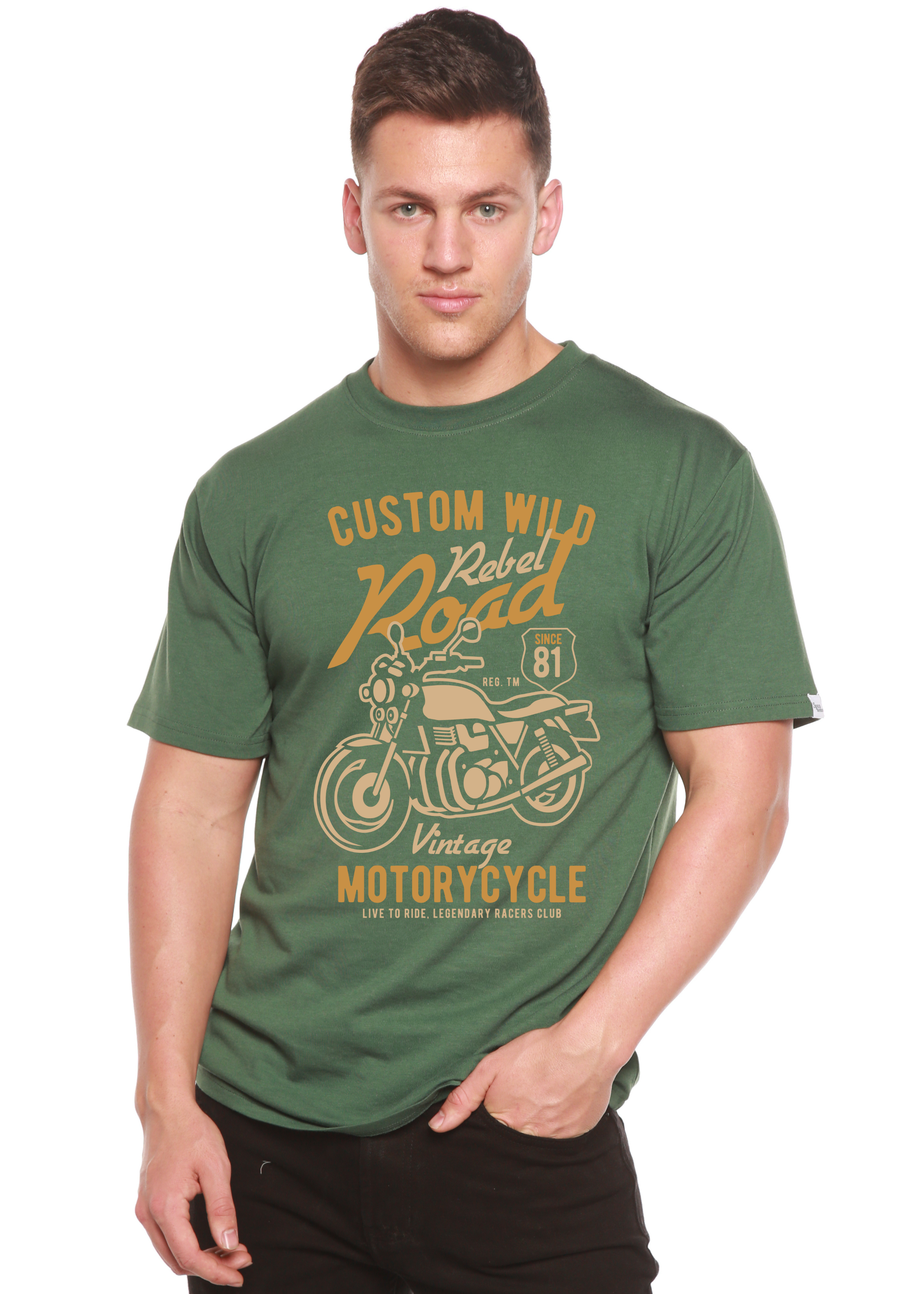 Custom Wild Men's Bamboo Viscose/Organic Cotton Short Sleeve Graphic T-Shirt