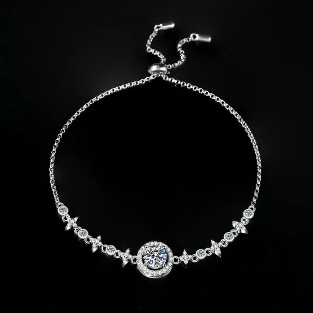 1 Carat Moissanite 925 Sterling Silver Minimalist Bracelet
