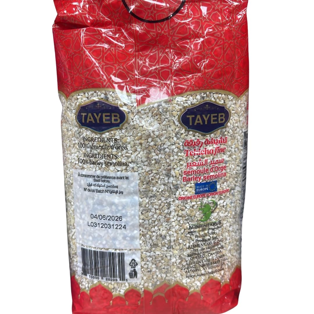 TAYEB Moroccan Tchicha Fine Barley Semolina 2.2 lb (1kg) – Premium Semoule d’Orge for Soups & Cooking