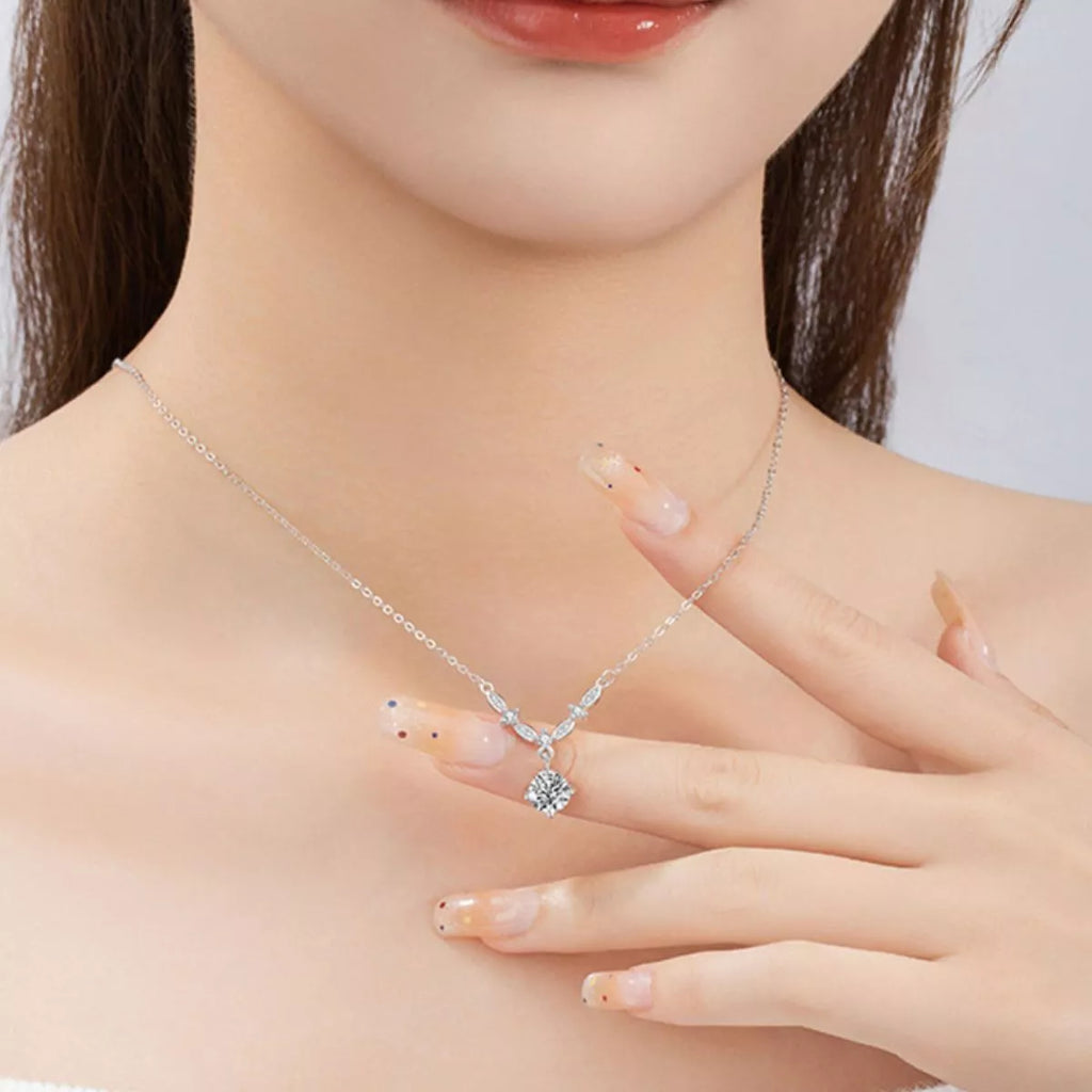 1 Carat Moissanite 925 Sterling Silver Necklace