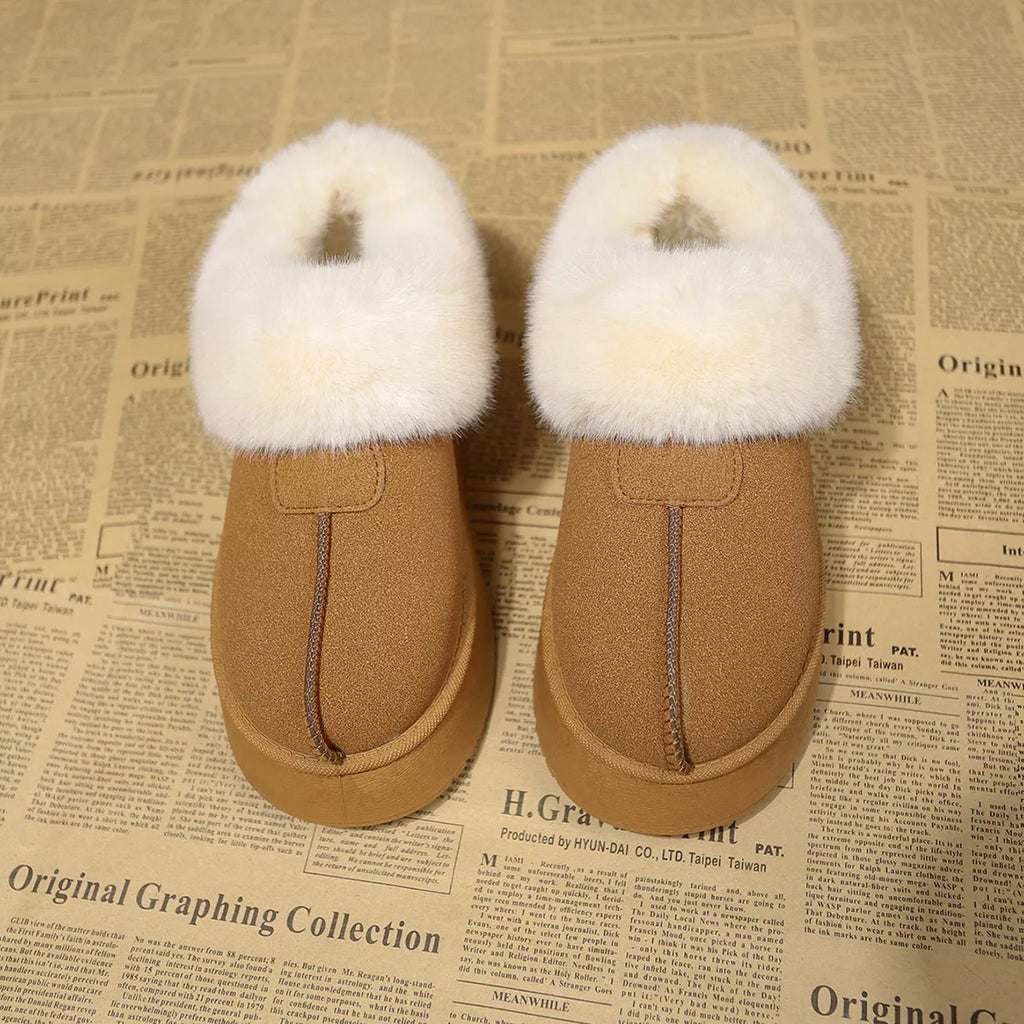 Fuzzy Trim Platform Boots