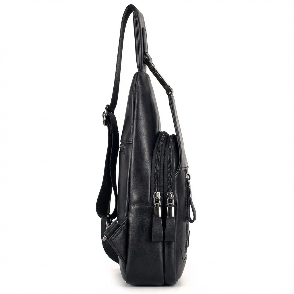 Men's Leather Sling Bag – Compact Travel Carry