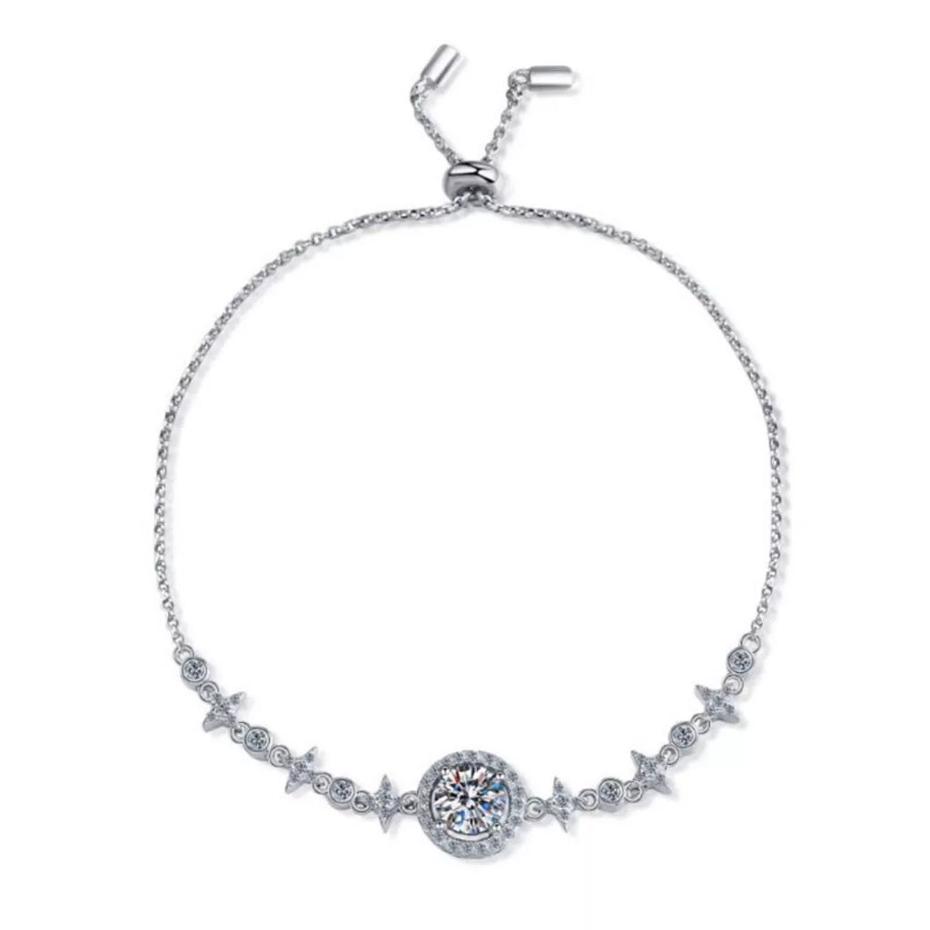 1 Carat Moissanite 925 Sterling Silver Minimalist Bracelet