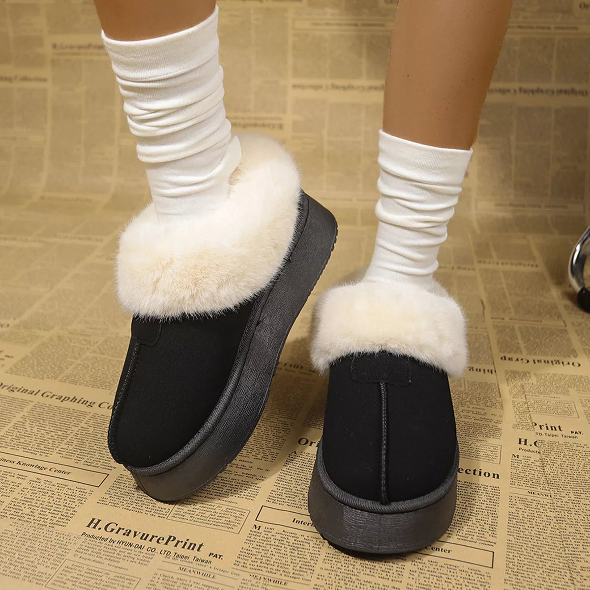 Fuzzy Trim Platform Boots