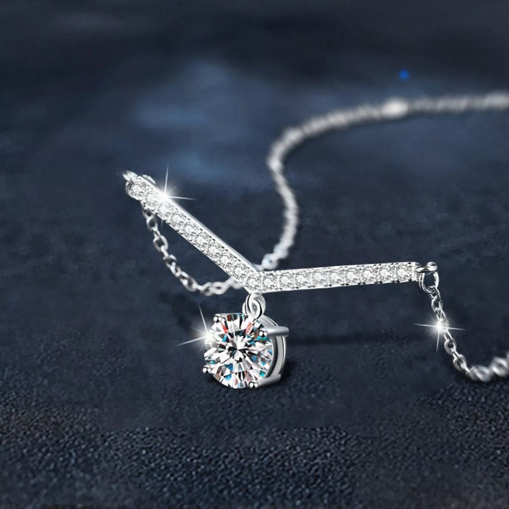 1 Carat Moissanite 925 Sterling Silver Necklace