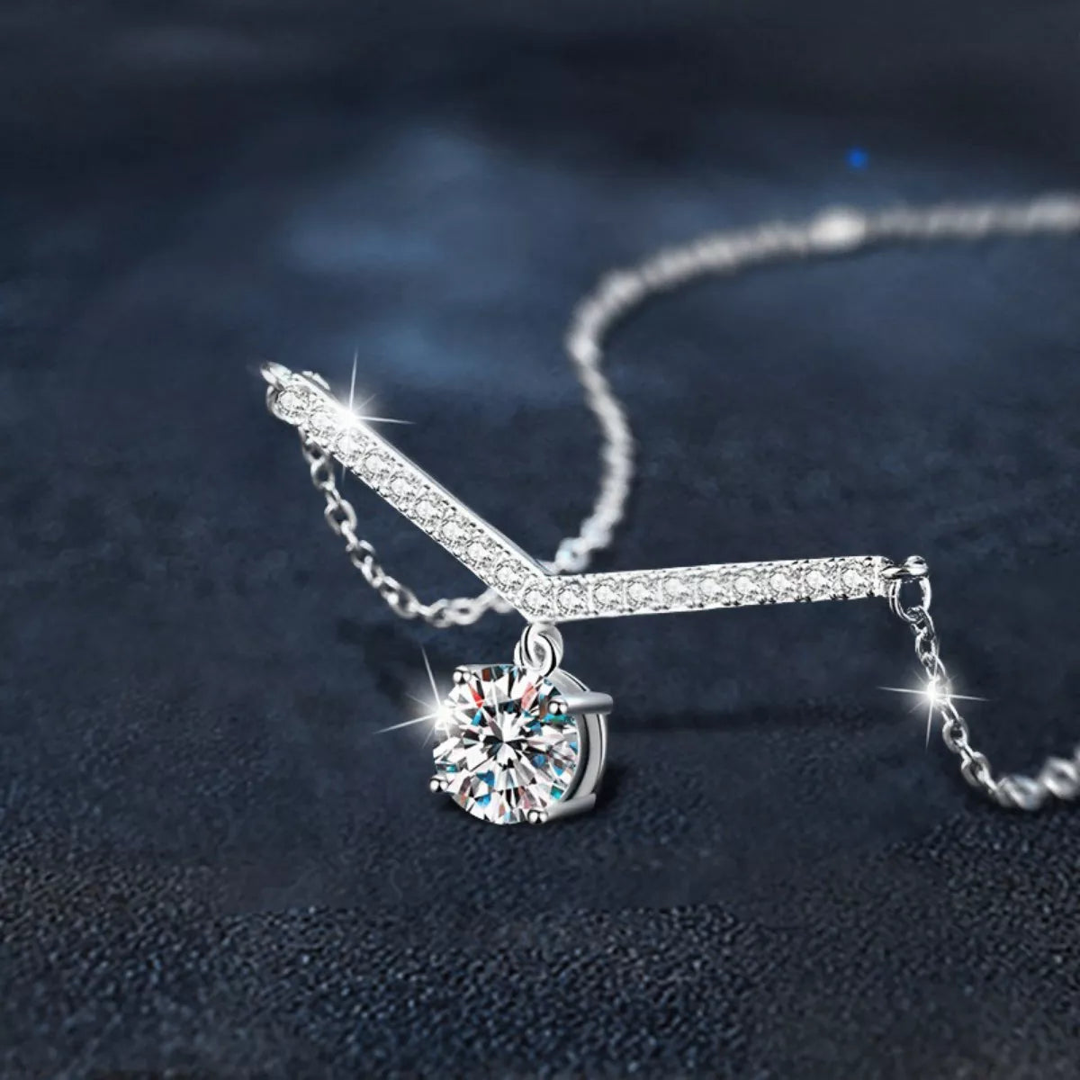1 Carat Moissanite 925 Sterling Silver Necklace