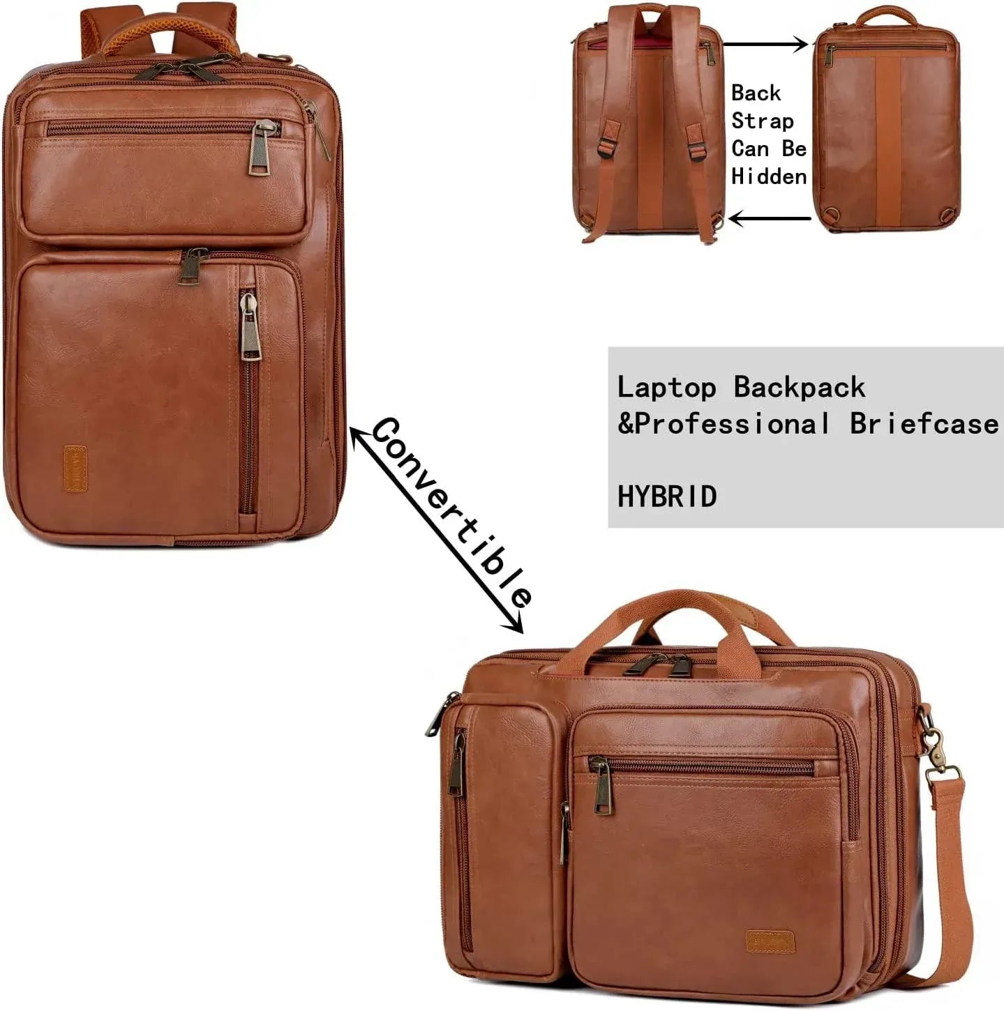Men's Leather Backpack – Convertible Work Carry