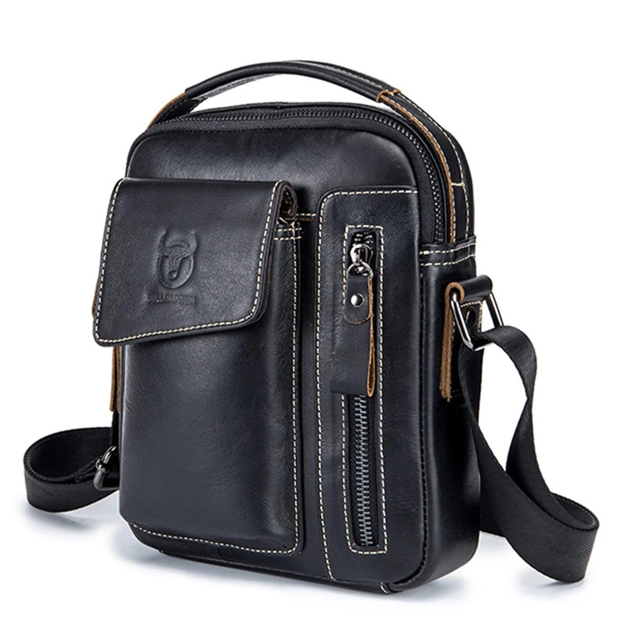 Men's Genuine Leather Sling Bag – Compact Travel Carry