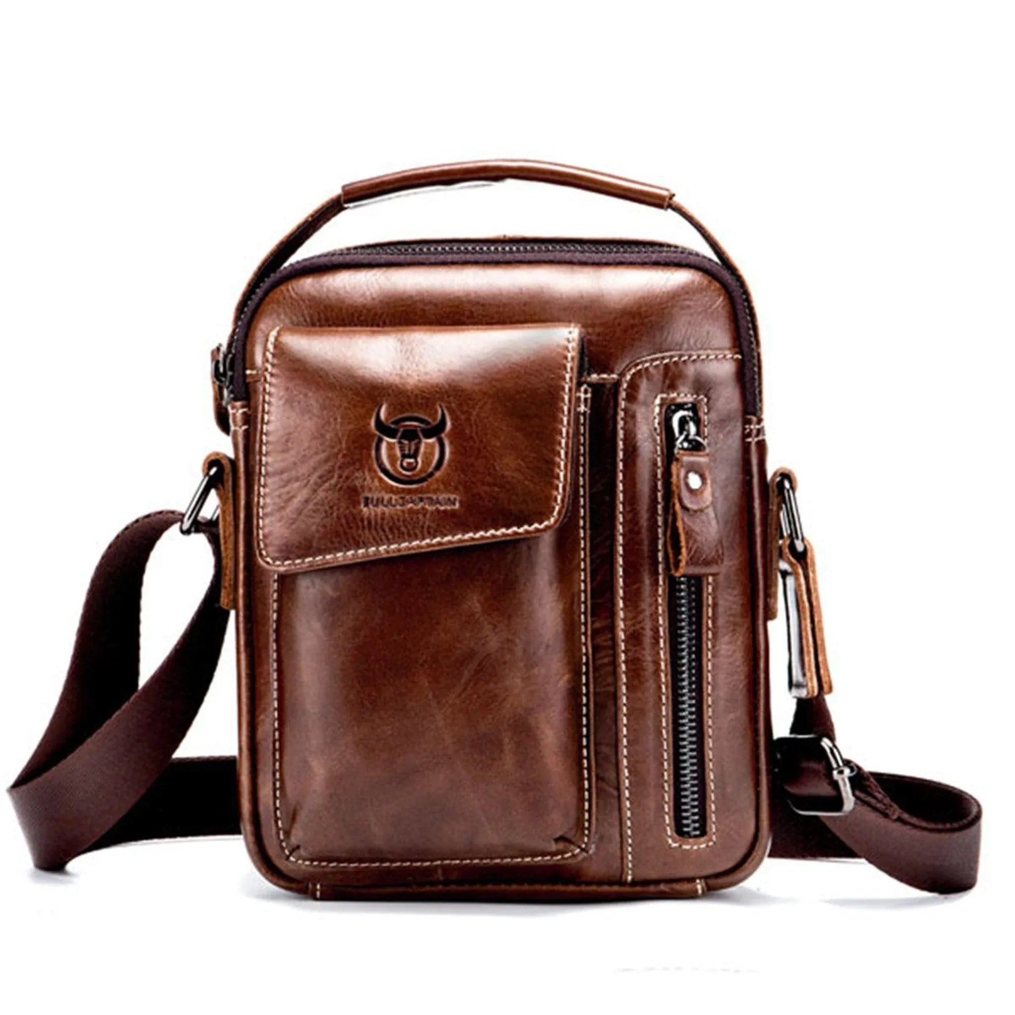 Men's Genuine Leather Sling Bag – Compact Travel Carry