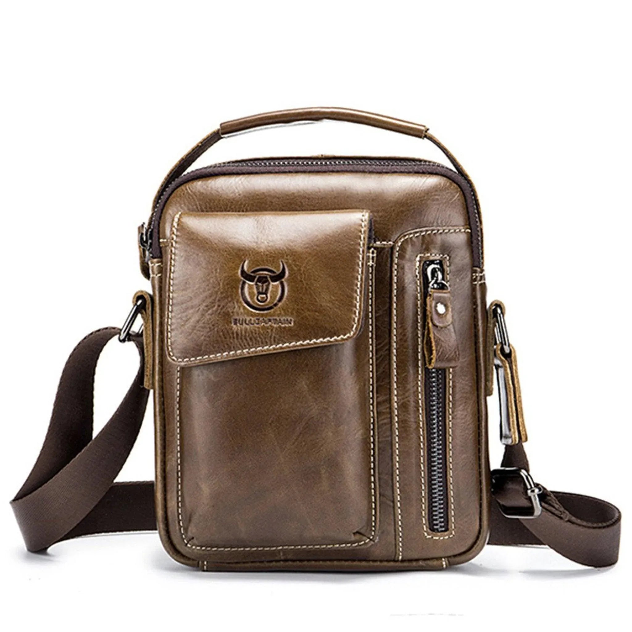 Men's Genuine Leather Sling Bag – Compact Travel Carry