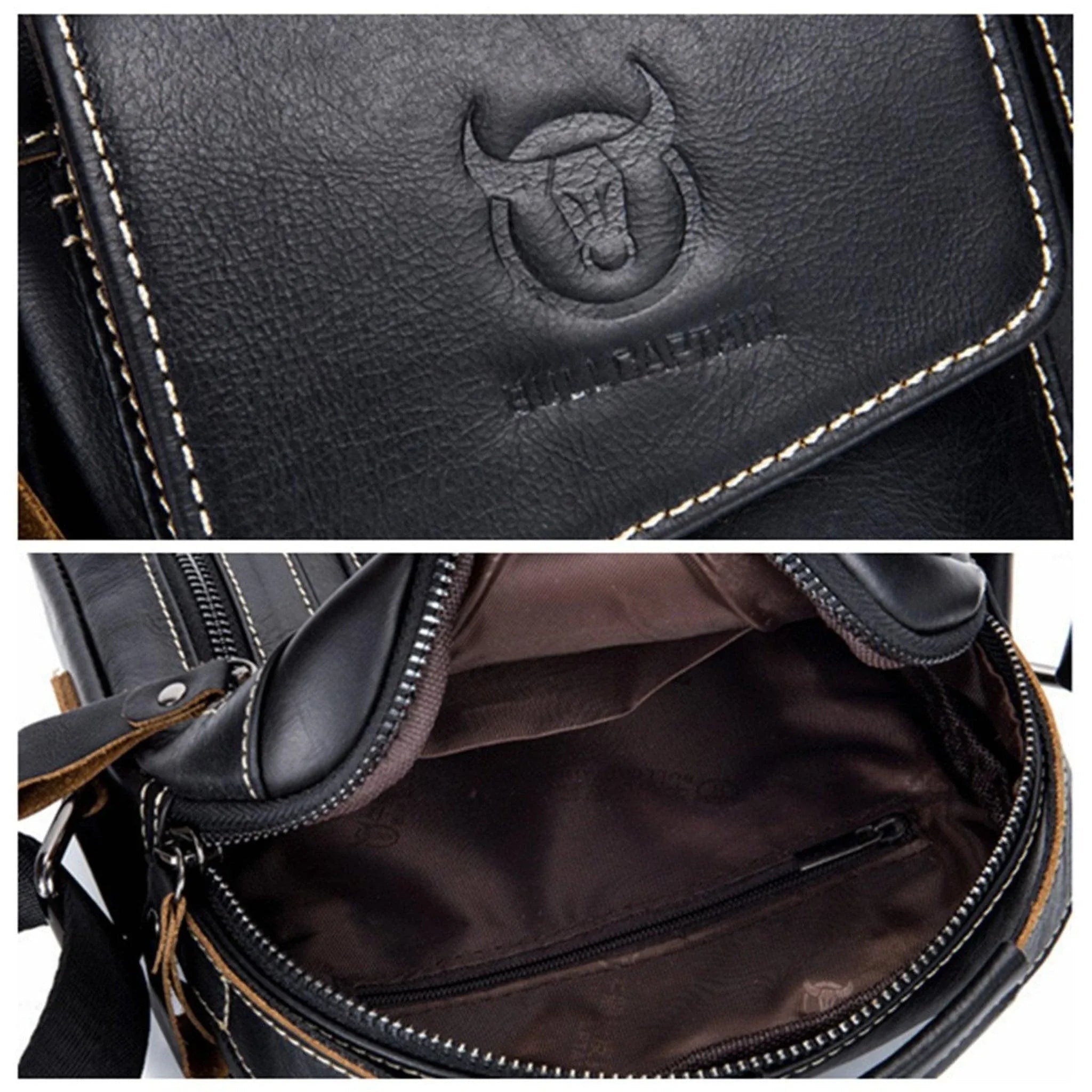 Men's Genuine Leather Sling Bag – Compact Travel Carry