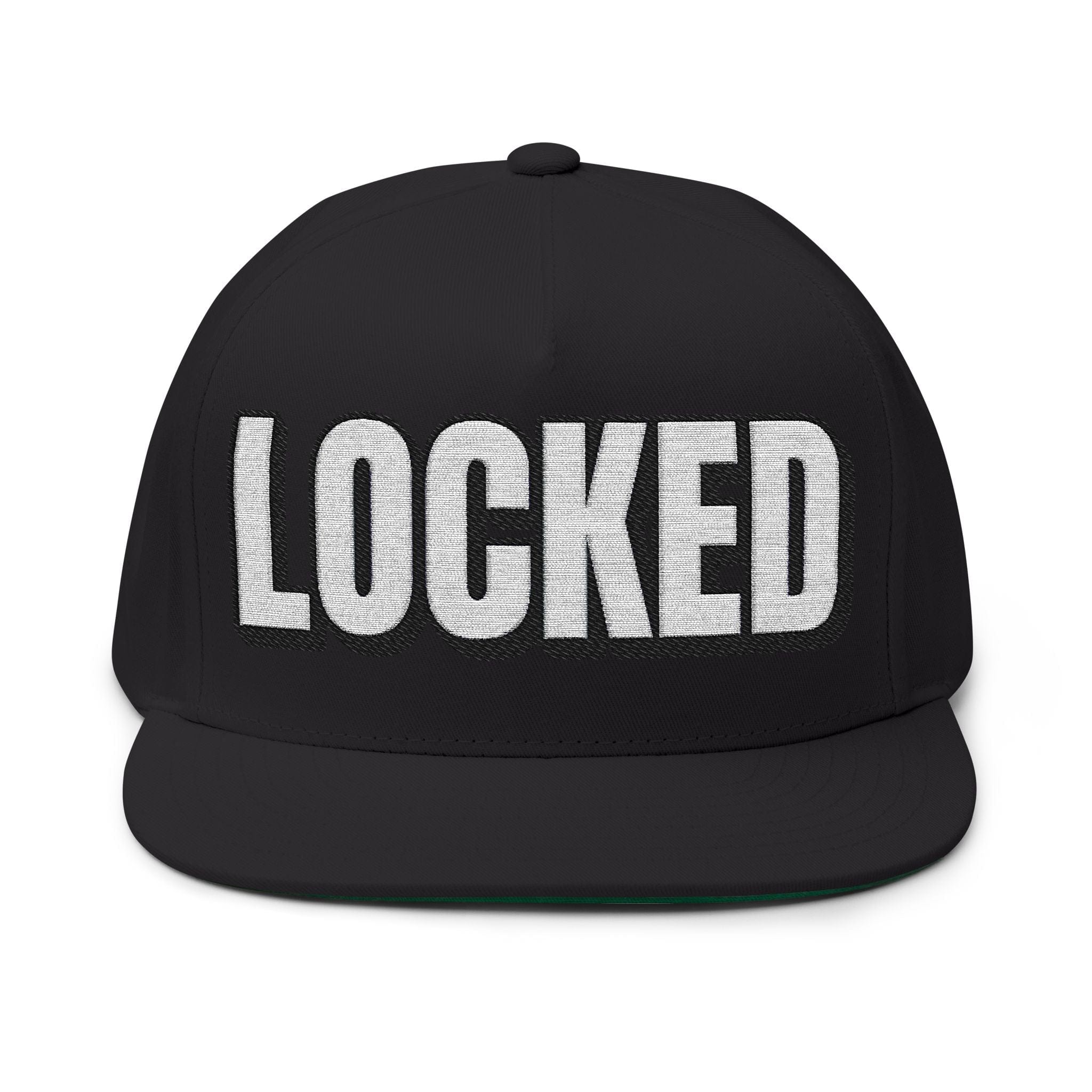 INTO: LOCKED Embroidered Flat Bill Cap – Chastity Lifestyle Hat for Caged Subs, Kinksters & Devoted Toys