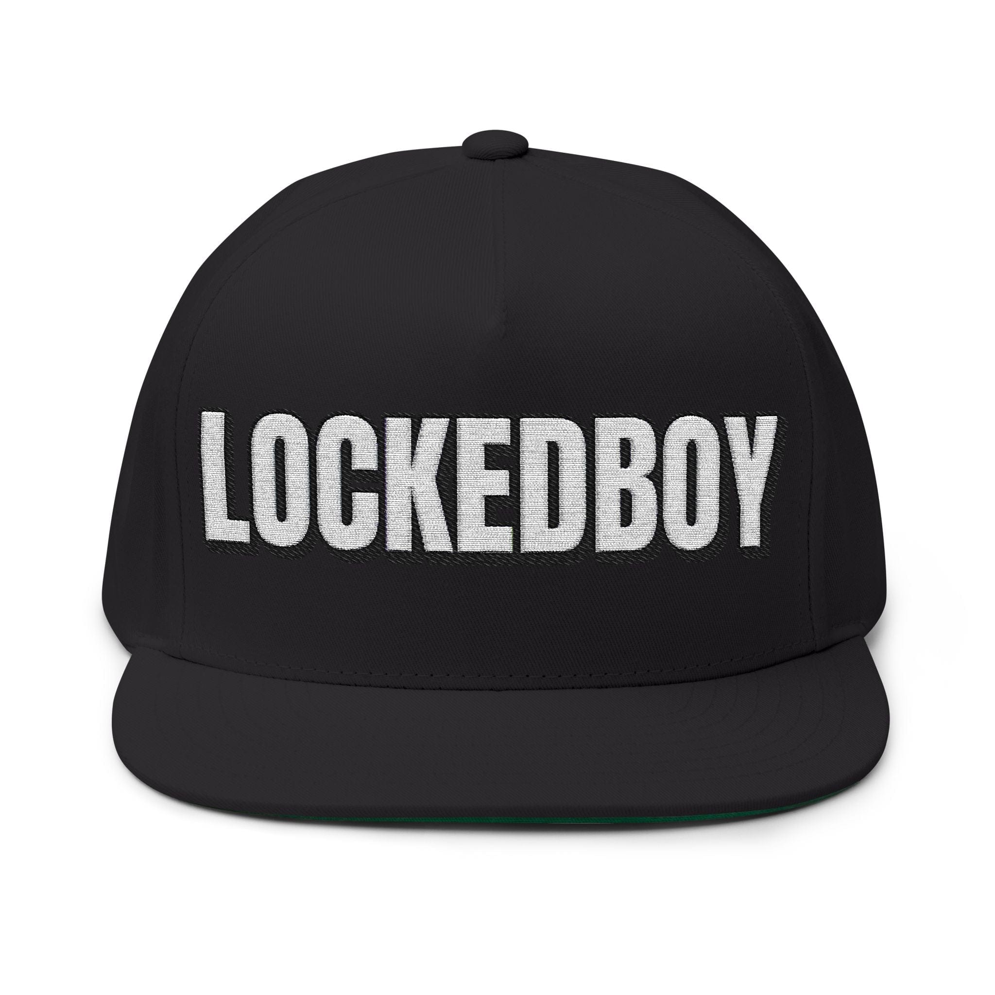INTO: LOCKEDBOY Embroidered Flat Bill Cap – Chastity Kink Hat for Proud Subs