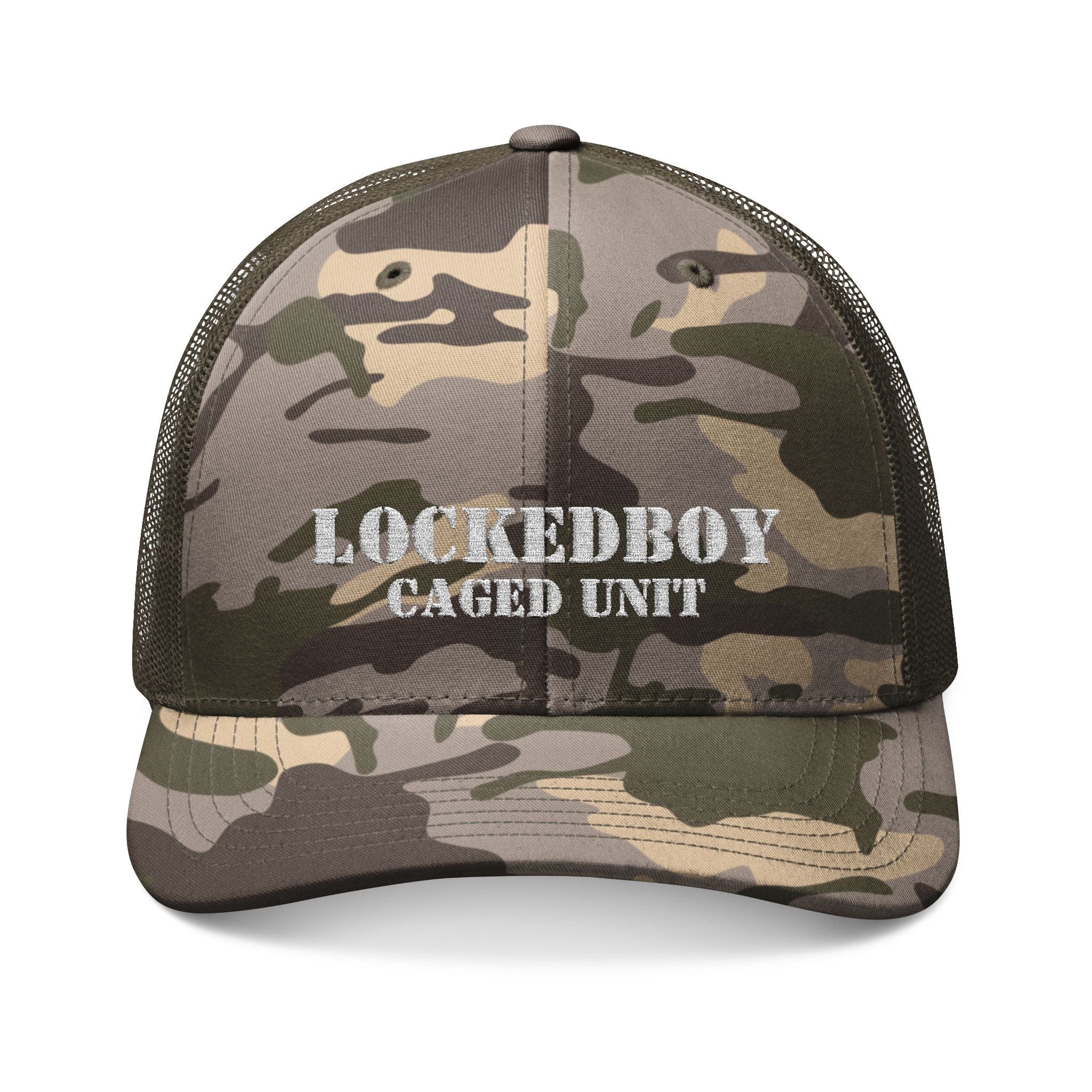 Locktober LockedBoy Caged Unit Camo Snapback Cap – Olive, Brown, and Black Camo Styles Embroidery | Outdoor Adventure Cap, Hunting Gear, Casual Wear, Gift for Dad.