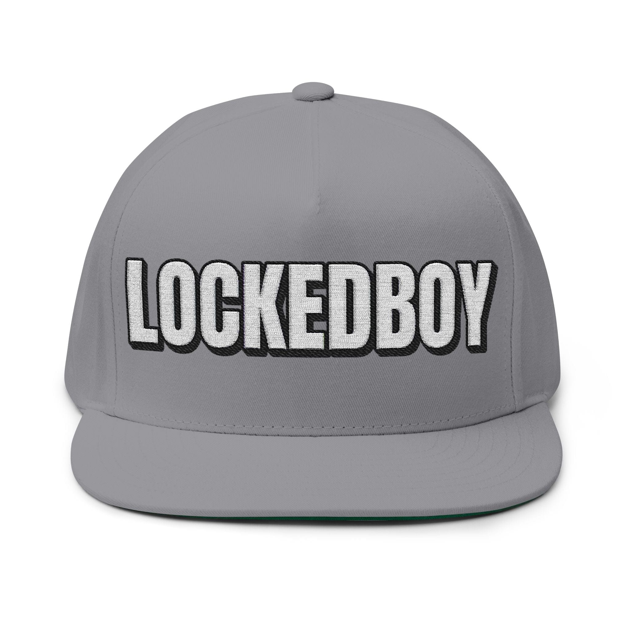 INTO: LOCKEDBOY Embroidered Flat Bill Cap – Chastity Kink Hat for Proud Subs
