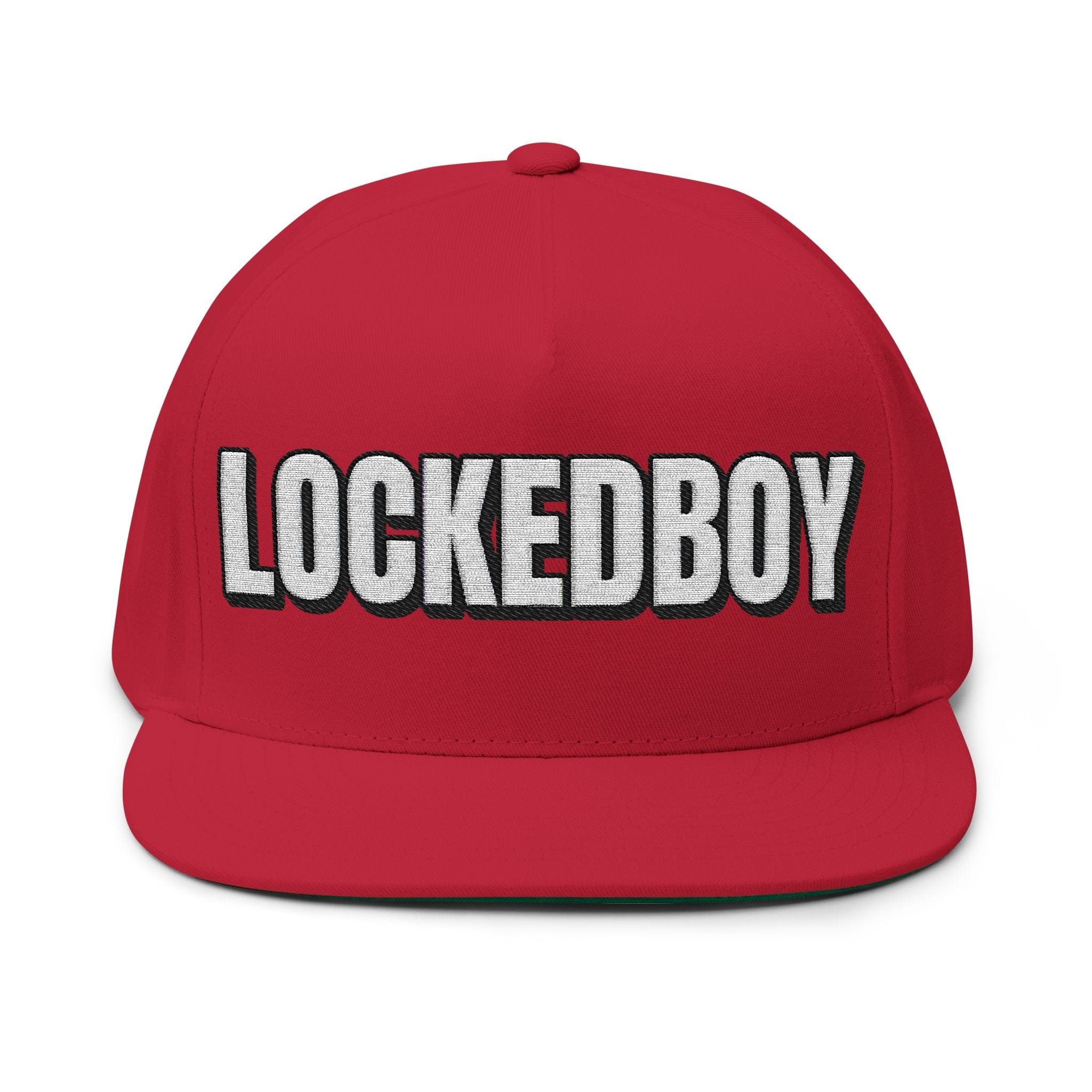 INTO: LOCKEDBOY Embroidered Flat Bill Cap – Chastity Kink Hat for Proud Subs