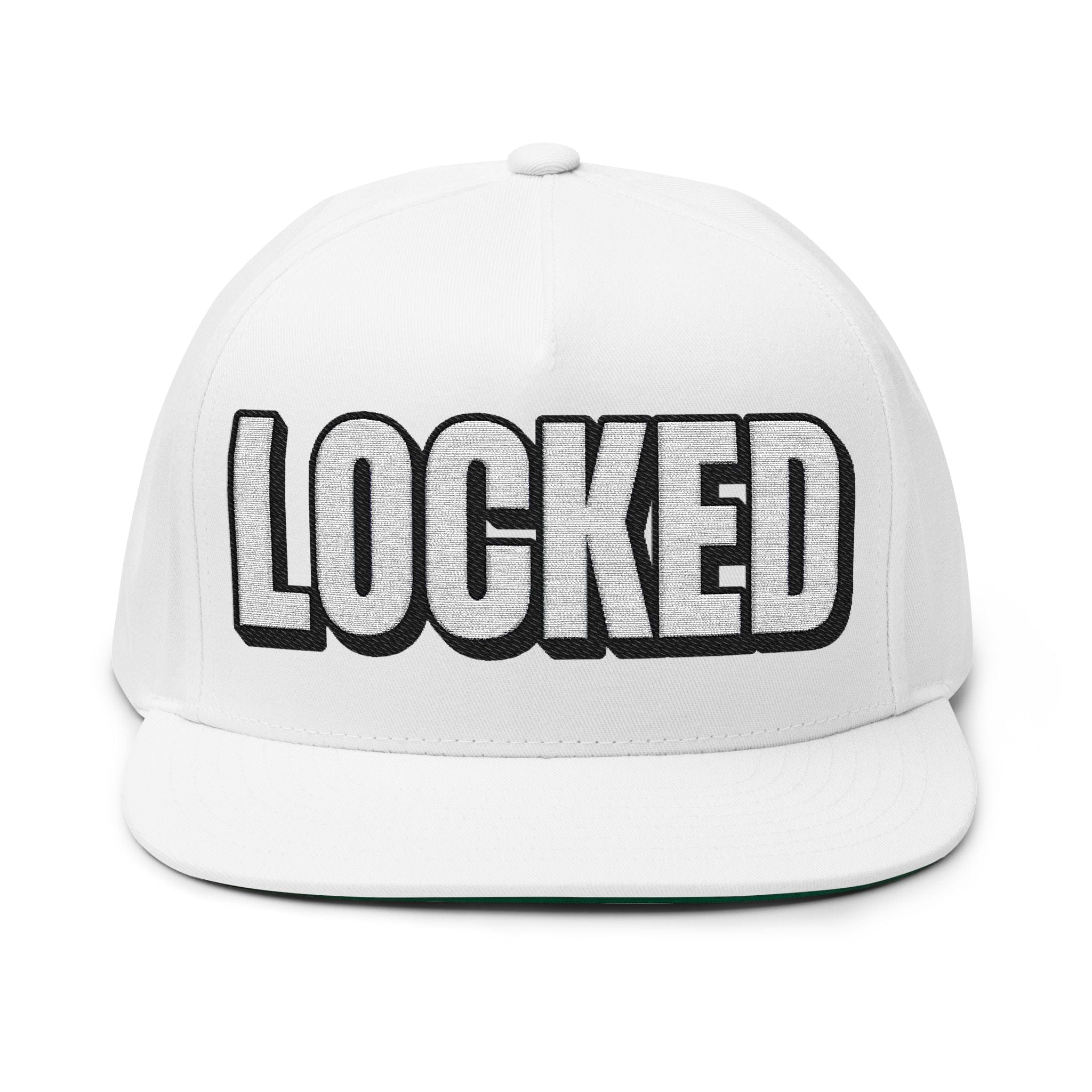 INTO: LOCKED Embroidered Flat Bill Cap – Chastity Lifestyle Hat for Caged Subs, Kinksters & Devoted Toys