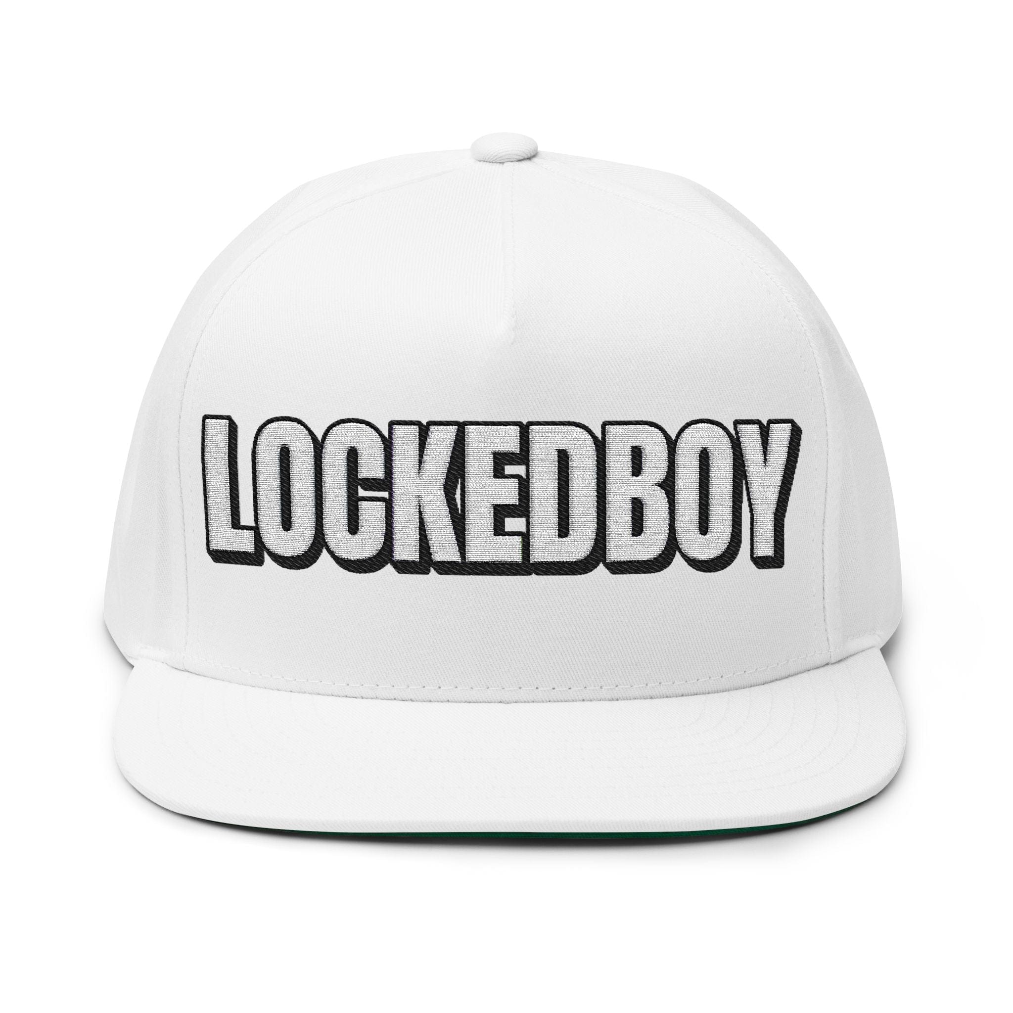 INTO: LOCKEDBOY Embroidered Flat Bill Cap – Chastity Kink Hat for Proud Subs